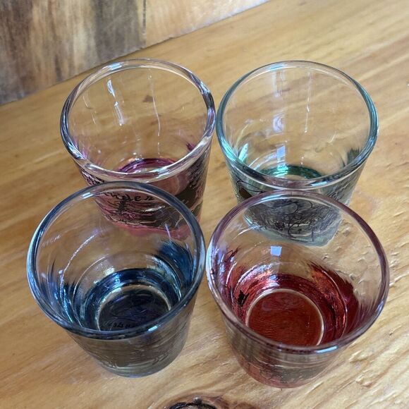 1950s Western Themed Novelty Shot Glass Set Of 4 Vintage - Picture 11 of 11